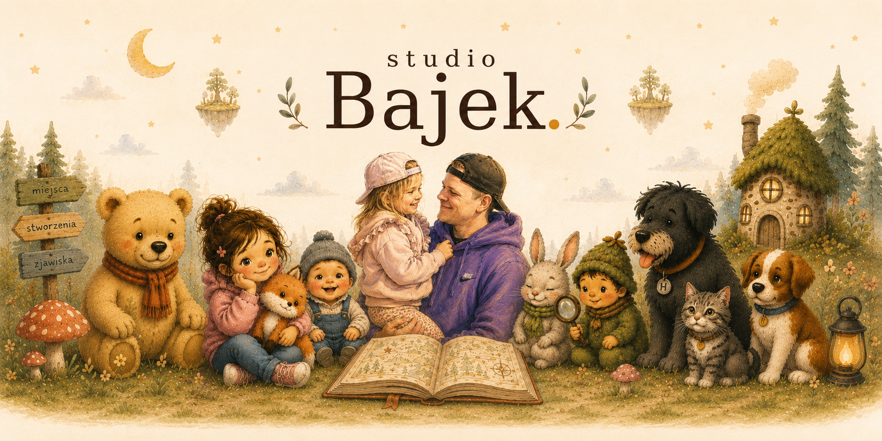 Studio Bajek — ilustracja z dziećmi, zwierzętami i bohaterami bajek